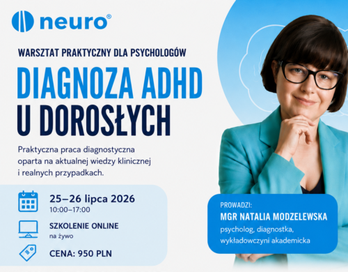 Plakat warsztatu - Diagnoza ADHD u dorosłych - mgr Natalia Modzelewska
